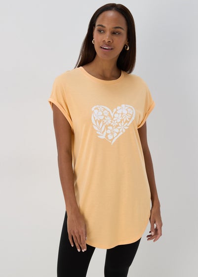 Peach Heart Longline T Shirt