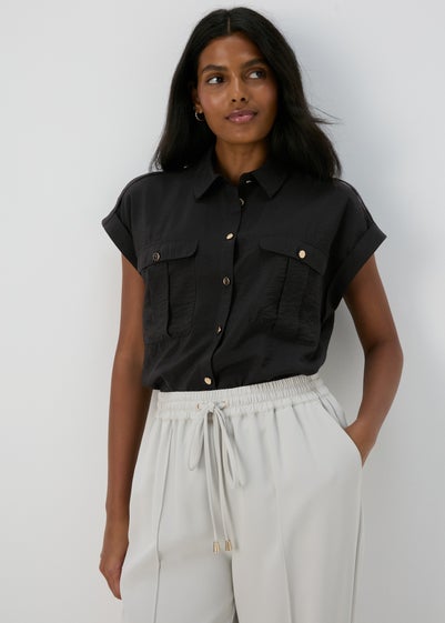 Et Vous Black Sleeveless Utility Blouse