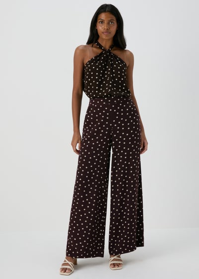 Et Vous Brown Spot Print Wide Leg Co Ord Trousers