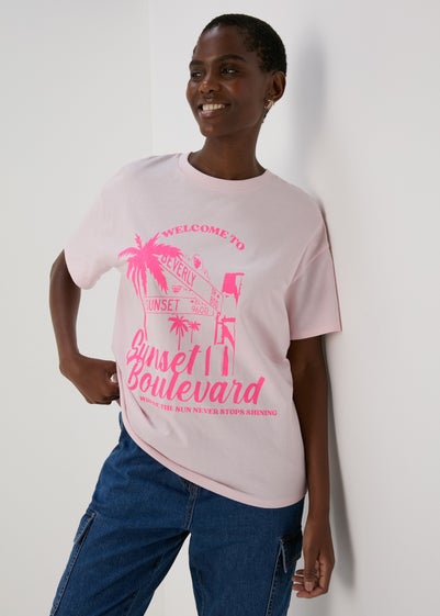 Papaya Petite Pink Venice Beach Oversized T-Shirt