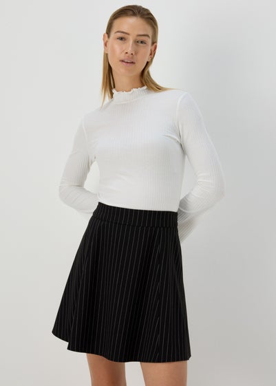 Black Pinstripe Mini Skirt - Size 12
