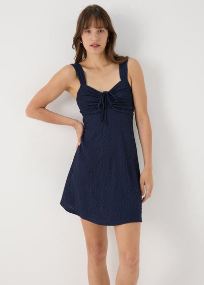 Navy Crinkle Cami Mini Dress