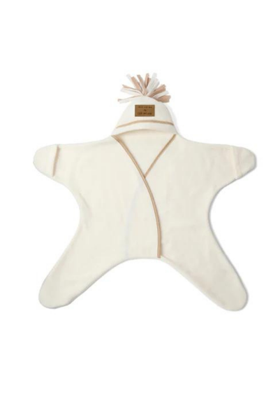 Clair de Lune Star Fleece Cream Wrap Blanket