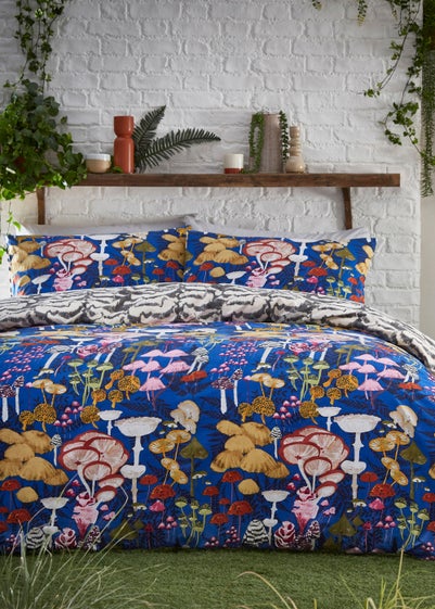 furn. Amanita Abstract Mushroom Duvet Cover Set Cobalt