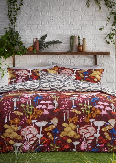 furn. Amanita Abstract Mushroom Duvet Cover Set Redwood