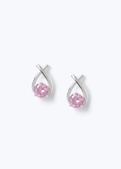 Muse Pink Cross Loop Stud Earrings