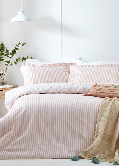 Yard Hebden Melange Blush Pink Stripe Duvet Cover Set