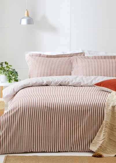 Yard Hebden Melange Brown Stripe Duvet Cover Set