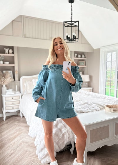 In The Style Stacey Blue Denim Playsuit