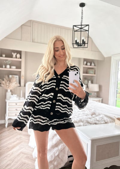 In The Style Stacey Black Knitted Co Ord Cardigan