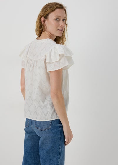 Cream Ruffle Sleeve Blouse