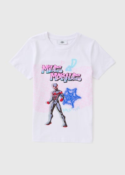 Marvel Kids White Miles Morales Spiderman T-Shirt (4-11yrs)