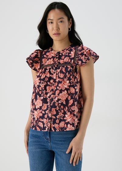 Et Vous Navy Floral Blouse