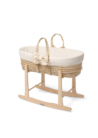 Clair de Lune Chelsea Palm Moses Basket - With Natural Rocking Stand