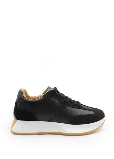Where's That From Black Suede Metro Runner Trainers - Size 5