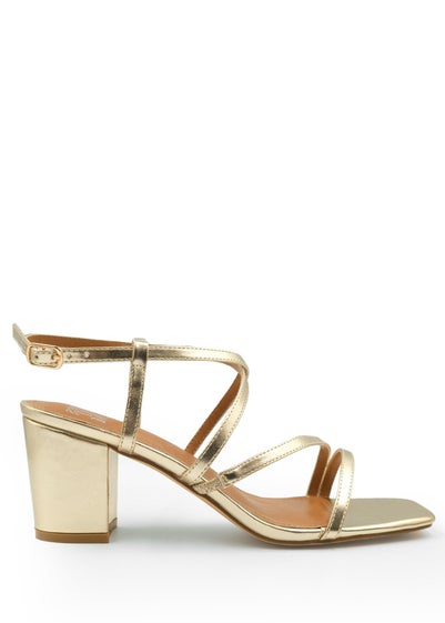 Where's That From Gold Metallic Sidra Block Heel Sandals