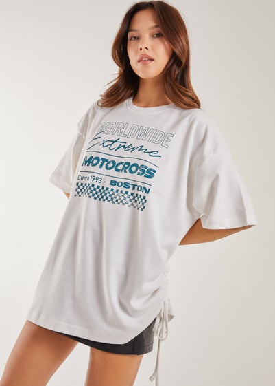 Pink Vanilla Ivory Motocross Oversized T-Shirt