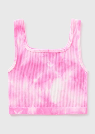 Girls Pink Tie Dye Seamless Vest (7-15yrs)