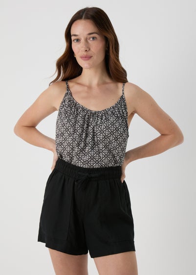 Black Mono Print Cami Top