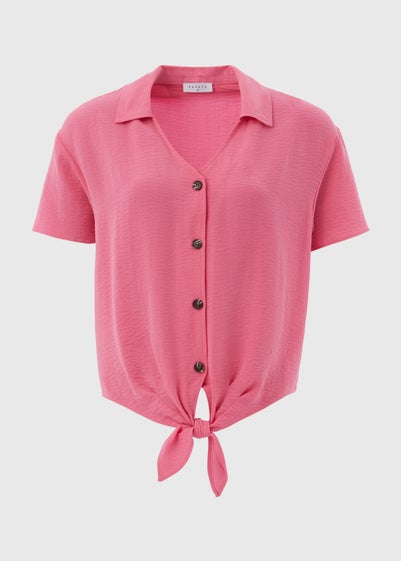 Pink Solid Tie Front Airflow Shirt