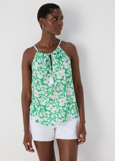 Green Leaf Print Cami Top