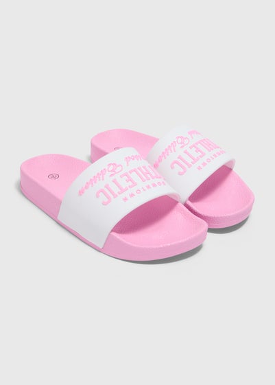 Girls Pink Athletic Sliders (Younger 10-Older 5)