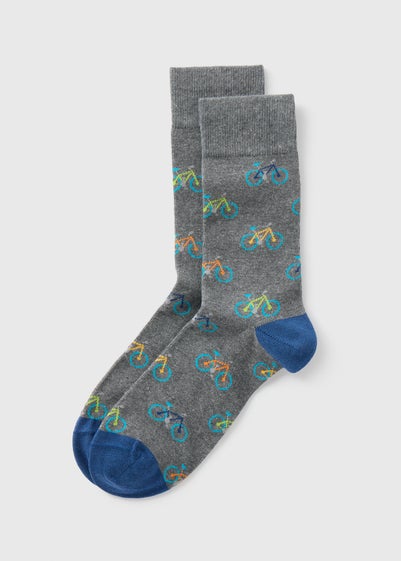 Grey Marl Bike Design Socks