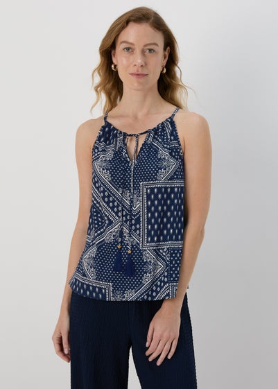 Blue High Apex Viscose Cami Top