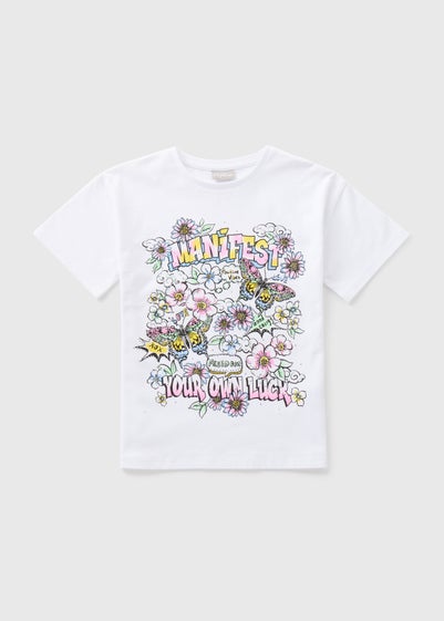 Girls White Manifest T-Shirt (7-13yrs)