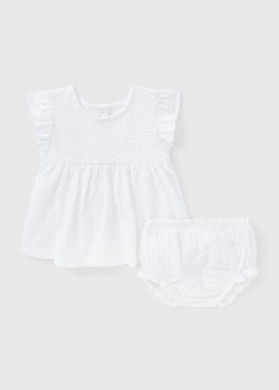 Baby White Embroidered Jersey Dress & Knickers Set (Newborn-23mths)
