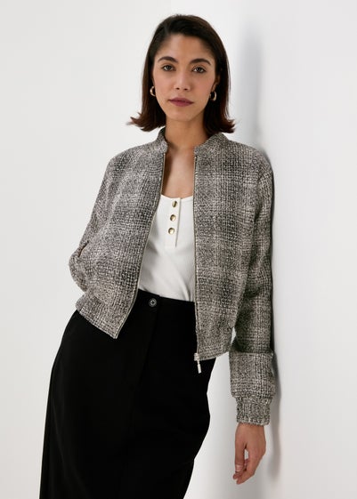 Et Vous Textured Monochrome Bomber Jacket