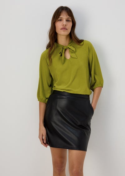 Lime Pussybow Blouse - Size 8