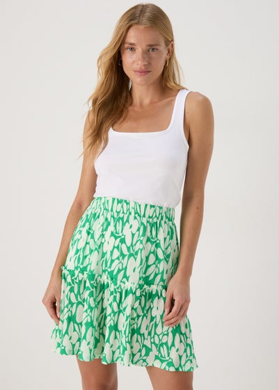 Green Tiered Mini Skirt