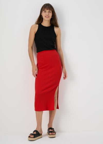 Red Rib Skirt