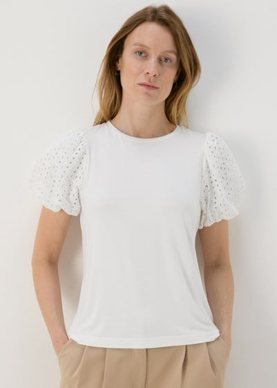 Et Vous White Puff Sleeve T-Shirt