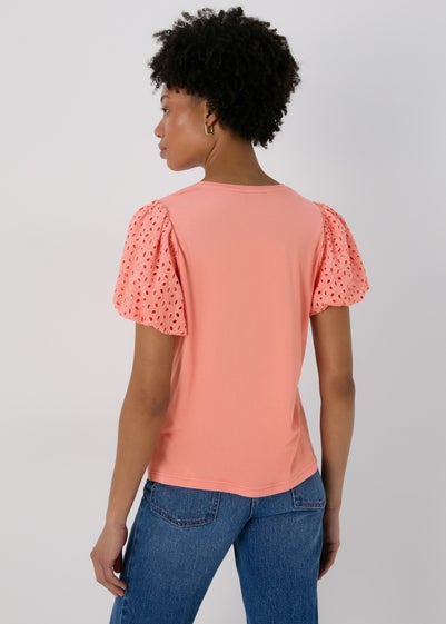 Et Vous Coral Puff Sleeve T-Shirt