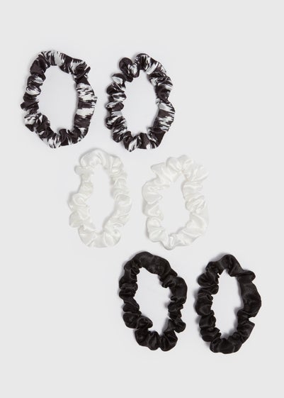 6 Pack Black & White Scrunchies