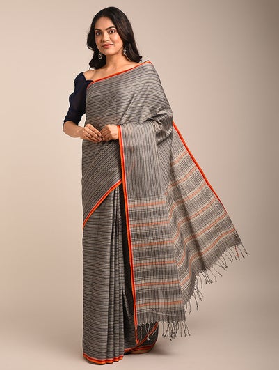 Women Black Handwoven Cotton Saree