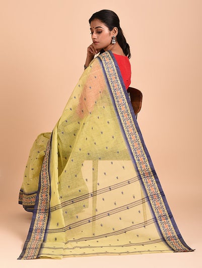 Women Yellow Handloom Tangail Cotton Saree