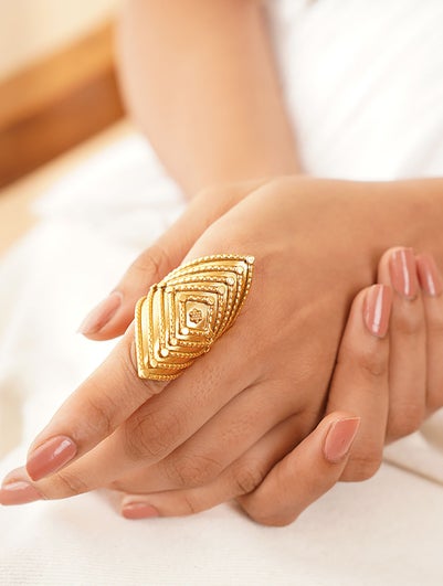 Women Gold Adjustable Gold Plated Silver Ring