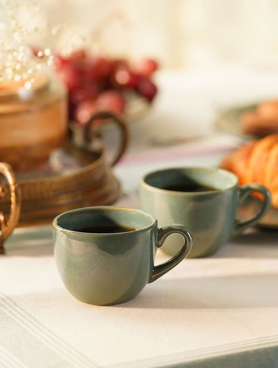 Lustrous Jade Stoneware Ceramic Cup