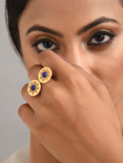 Women Silver Adjustable Gold Plated Silver Ring