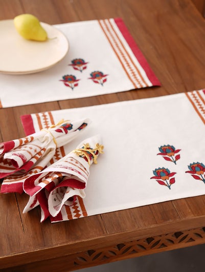 Handblock Printed Blue And Green Table Mats