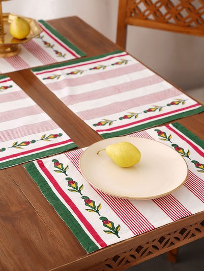 Handblock Printed Blue And Green Table Mats