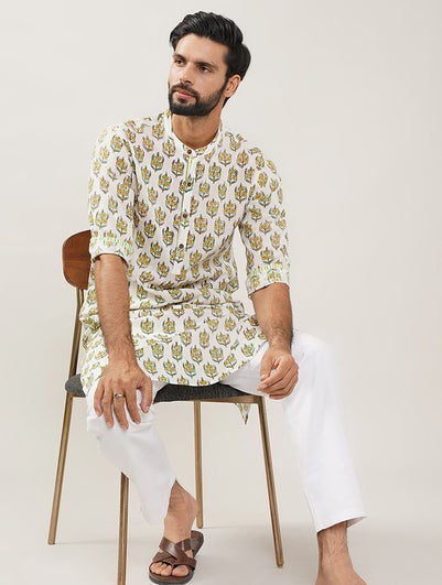 Men Multicolour Mandarin Collar Kurta