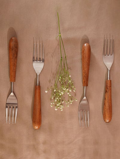 Handcrafted Dinner Forks With Wooden Handle In A Gift Box