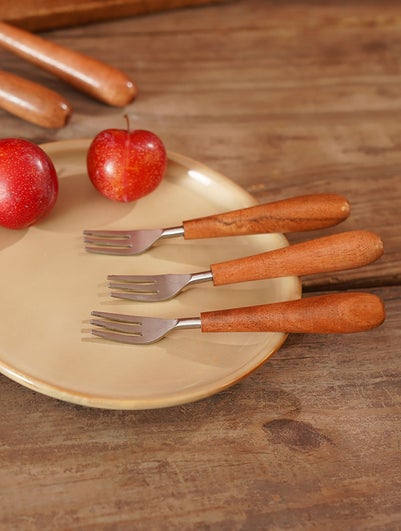 Handcrafted Fruit Forks With Wooden Handle In A Gift Box