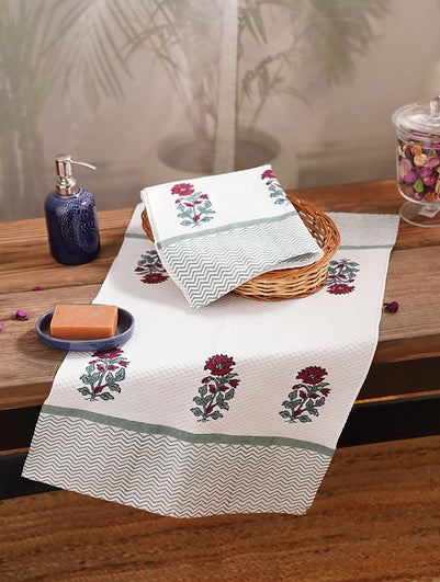 Handblock Printed Honeycomb Hand Towel