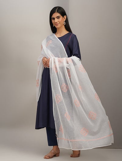 Women Off White_Cream Kota Chikankari Dupatta