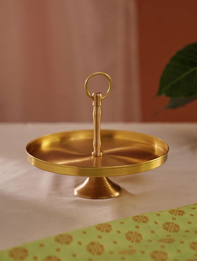 Golden Brass Single-Tier Serving Stand